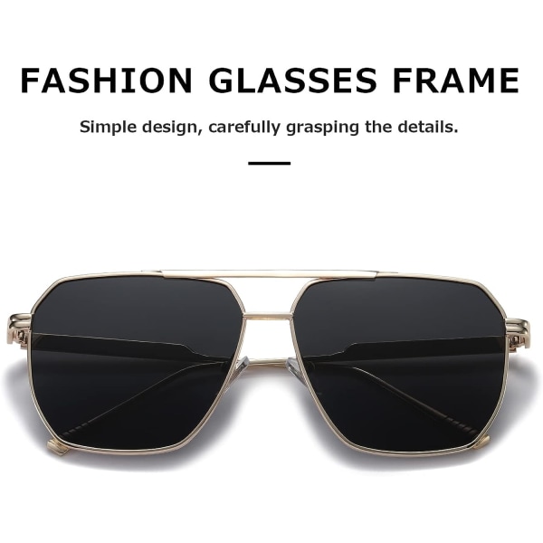 Polariserede solbriller Dame Mænd Retro Oversized Firkantede Vintage Fashion Shades Klassiske Store Metal Solbriller