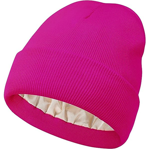 Dame Satin Foret Beanie til Kvinder Strikkede Beanies Dame Vinter Beanies til Kvinder Huer til Mænd Cuffed Skull Cap