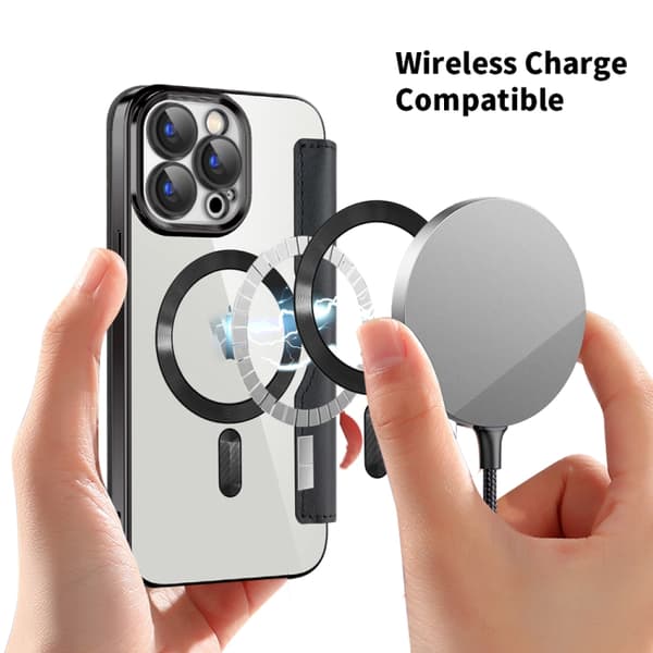 iPhone 17-etui læder med MagSafe og RFID-tyverisikring Rosa