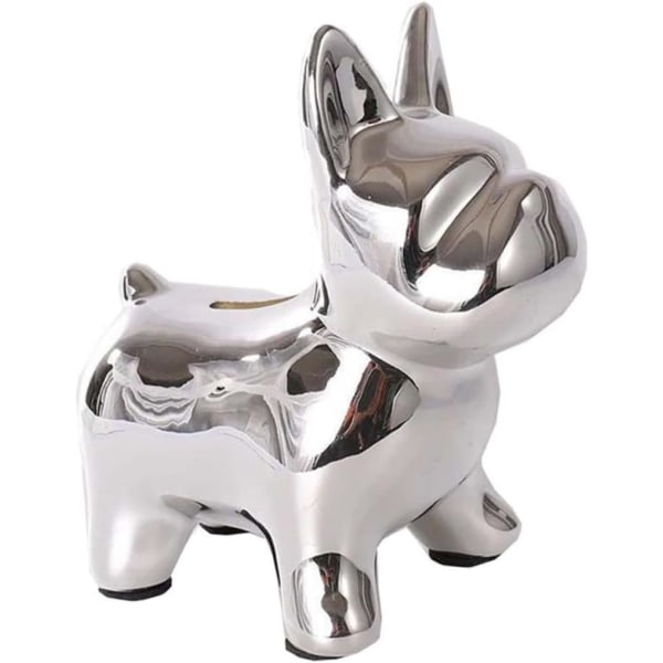 Piggy Bank Child Mønt Keramik Husholdning, fransk bulldog, sølv