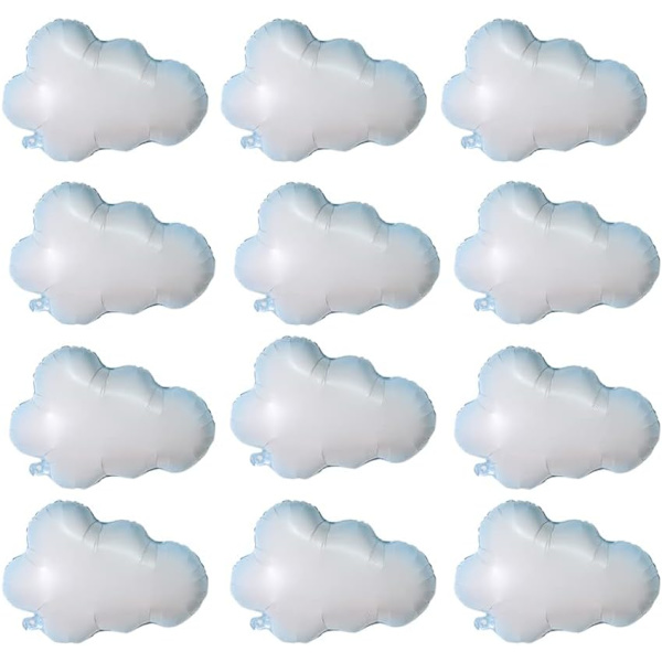 12 stk hvite skyfolierballonger til babyshower, gutter, jenter, bursdag, bryllup, temafest, dekorasjon, festutstyr