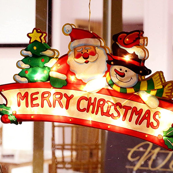 Dekorationslampor, 10 LED hänglampor med sugkopp, Merry Christmas glasfönsterdekorationslampor, julgransdekorationslampor.