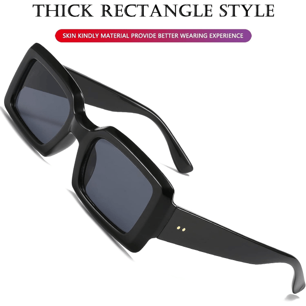 Tykke chunky rektangulære solbriller til kvinder og mænd Moderne små firkantede solbriller Fashion Fat Narrow Frame Sunnies