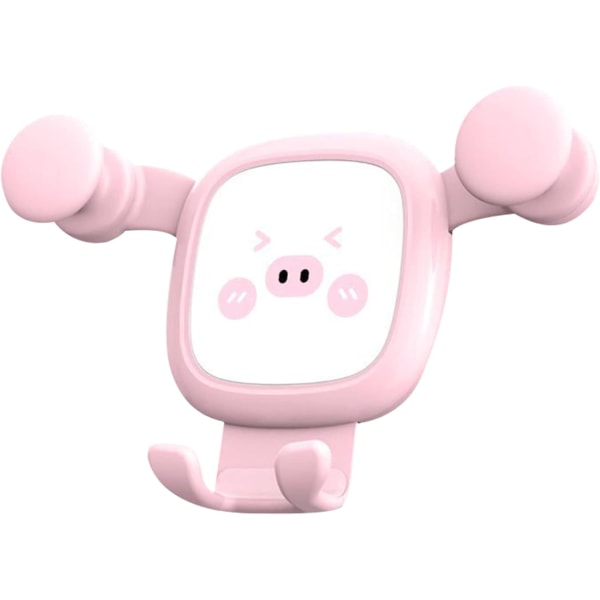 Universal biltelefonholder, 360 graders rotation, sød grisdesign, højdejusterbar mobiltelefonholder, pink