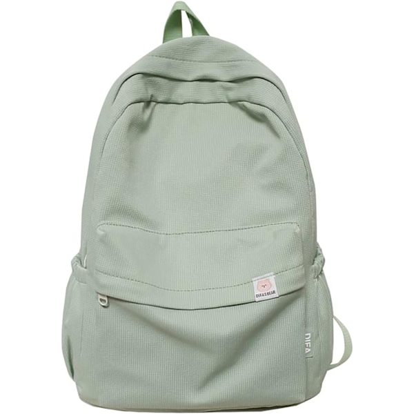 Kawaii estetisk ryggsäck skolryggsäck nylon vattentät enfärgad ryggsäck tonåring college grön