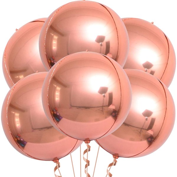 Gigantisk rosegullballong - 22 tommer, pakke med 6 | Metalliske rosegull folieballonger, rosegull festdekorasjoner | Rose gull Mylar ballonger