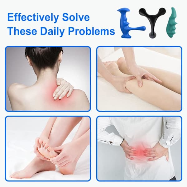 Manual Trigger Point Massage Tool and Thumb Protector for Full Body Deep Tissue Massage, with 3-Leg Massage Knob