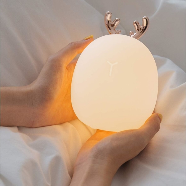 Baby Night Light Children's Night Light, Wooden Night Light, 3 Level Brightness, Rechargeable Silicone Night Light,Bedroom Bedside Lamp