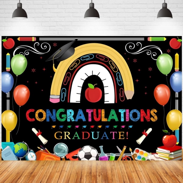 Gratulerer Graduering Bakgrunnsfotografering Gratulerer Gratulerer Grad Class of Prom Festutstyr Dekorasjoner Banner Bakteppe,7x5ft