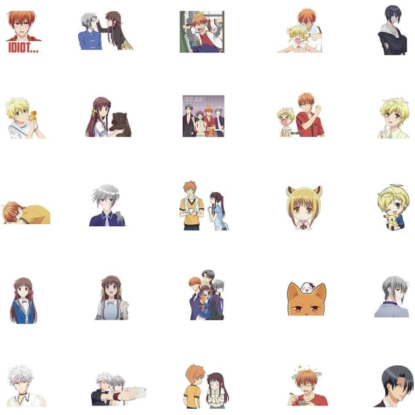 50Pcs Fruits Basket Anime Stickers Vinyl Decal for Laptop Scrapbook Suitcase Party Water Bottle Bike Luggage Phone Bumper Teen Kids Gift Decor