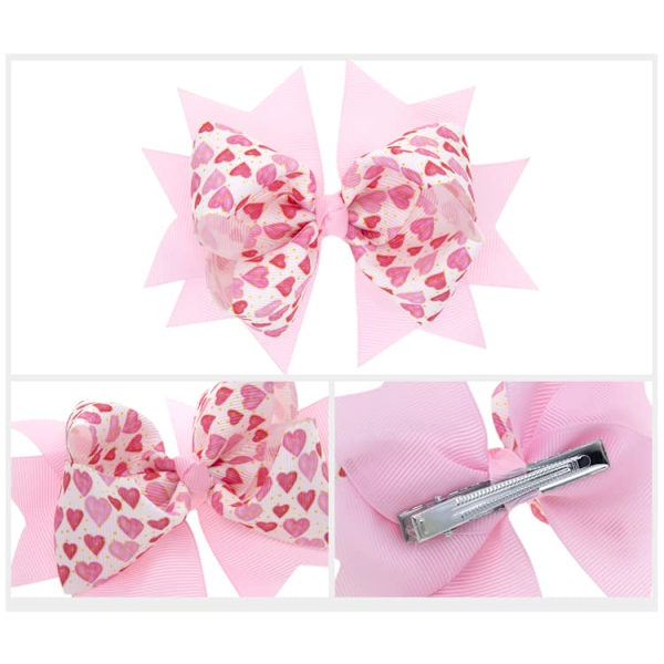 2 stk. sløjfe hårklemmer bånd sløjfe hårnåle boutique hårtilbehør til børn piger (Pink Heart)