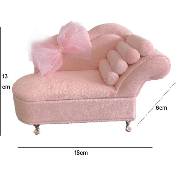 1/12 Dukkehus Sofa, Miniatyr Møbler Stue Ornamenter, Soverom Innredning Liv Scene Tilbehør, Smykkeoppbevaringsboks for 6-tommers Dukker Figurer