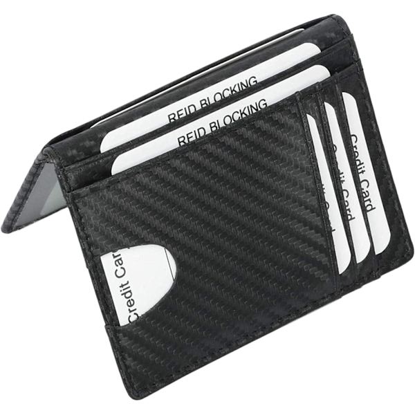 Minimalistisk plånbok med främre ficka - RFID-blockerande äkta läder smal bifold plånbok för män kvinnor