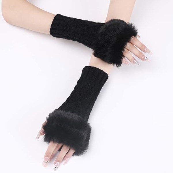 2 par votter for kvinner - Vinterhansker - Ermer for kvinner - Varme - Unisex - for å holde kvinner - Stretchy mansjetter,F