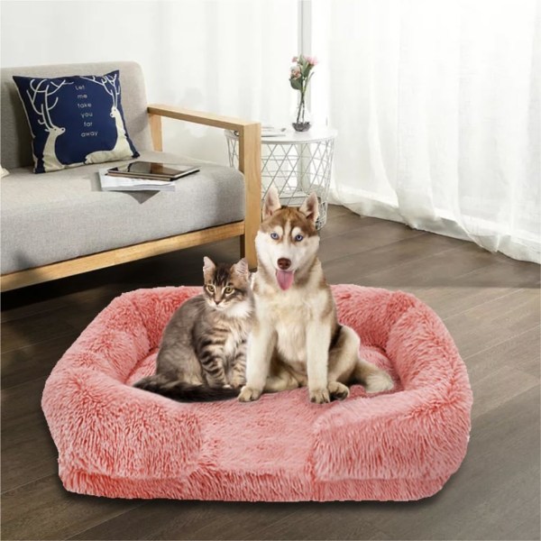 Hundkudde Kreativ Husdjurssoffa Säng, Fyrkantig Hundkoja, Kattkudde, Höst och Vinter, Avtagbar Varm Koja, Kunglig Blå