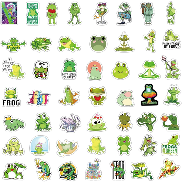 Søte froske klistremerker, 100 stk vinyl estetiske Kawaii Frog Kids klistremerker for bærbare vannflasker Scrapbooking