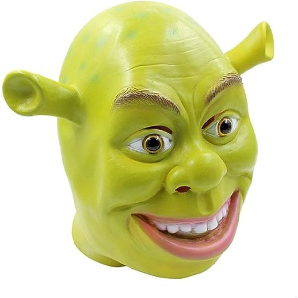 Shrek Mask Kostym Halloween Cosplay Full Head Grön Shrek Mask Latex Masker