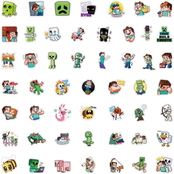 Minecraft-klistermärken för fest, vinyl, vattentäta klistermärken för bärbara datorer och vattenflaskor, festgåvor för barn, tonåringar och pojkar, leksaker, stil 2, 50-pack