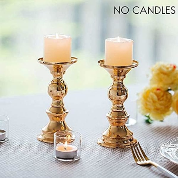 2 kynttilänjalkaa metallipilari kynttilänjalat, hääkeskukset kynttilänjalkojen pidikkeet kynttilätelineen, hopea, ei kynttilöitä
