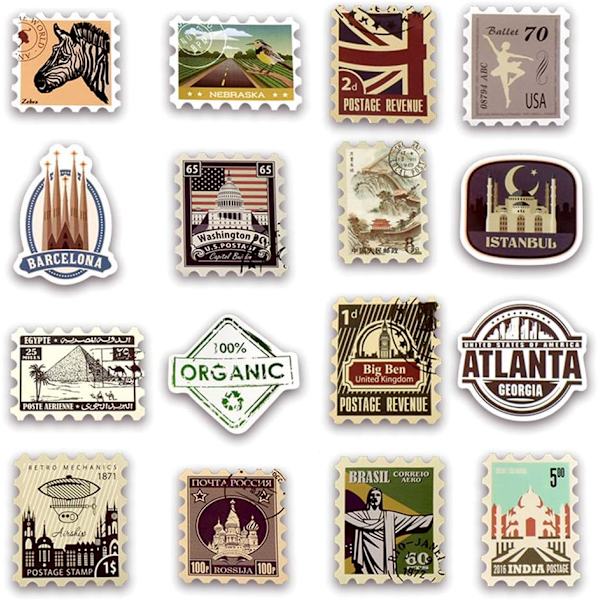 Vinyl Vintage Frimærker Stickers Retro Rejse Stickers 50 Stk Kuffer Frimærke Sticker Pakke Frimærke Dekaler til Kuffer Bærbar Bil Bagage Vandflaske