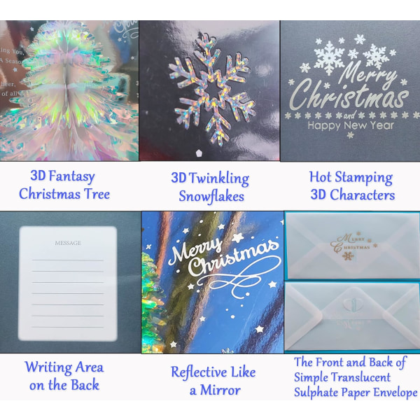 Pop Up Christmas Card,3D Glitter Christmas Tree Greeting Card Merry Christmas Pop Up Card Winter Holiday Card Gift for New Year Xmas -Blue