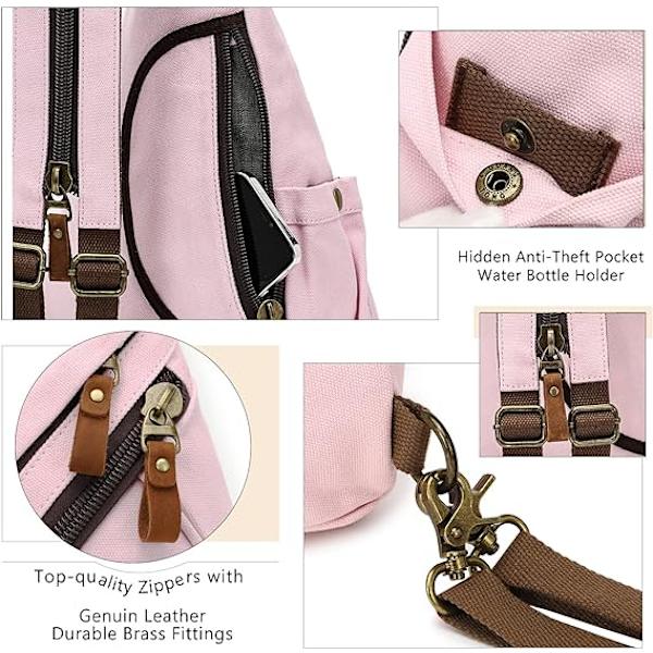 Canvas Sling Bag - Liten Crossbody Ryggsäck Axelväska Casual Dagryggsäck för Män Kvinnor