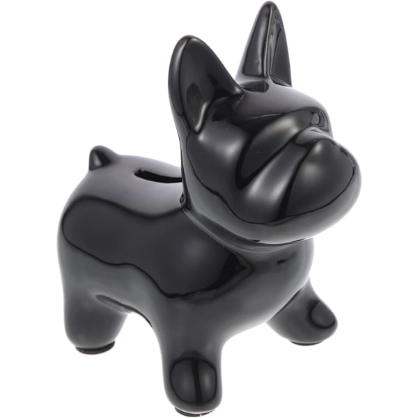 Piggy Bank Child Mønt Keramik Husholdning, fransk bulldog, sort