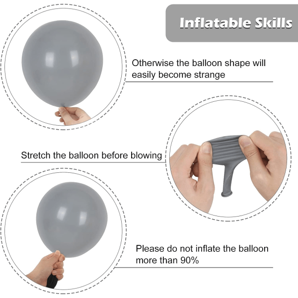 129 stk. grå balloner latex balloner forskellige størrelser 18 12 10 5 tommer mat grå fest ballon sæt