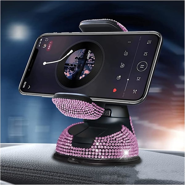 2 kpl Kristallikivillä koristeltu matkapuhelimen pidike Timanttimatkapuhelimen pidike Autonavigointiteline Imu pyörivä kuppipuhelimen pidike (Väri: Sininen)