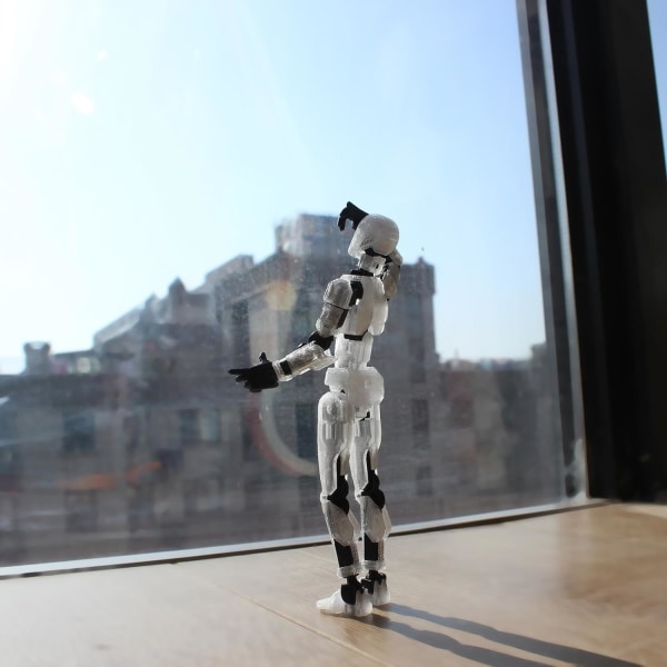 3D-tryckt människokroppsmodell leksak, flerledsrörlig robot, PVC-modell, skrivbordsdekoration omvandlande actionfigur, rosa