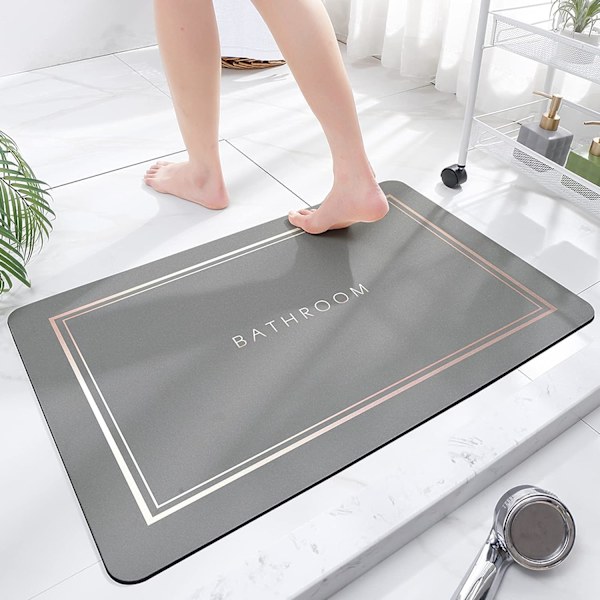Superabsorbentti lattiamatto, nopeasti kuivuva kylpyhuonematto, kodin imukykyinen kylpymatto, liukumaton kumialusta, kylpyhuoneen suihkumatto (vaaleanharmaa, 40*60cm)