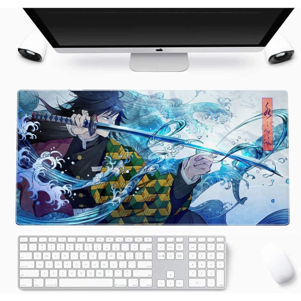 Stor musematte, utvidet spillmusematte sklisikker base tastaturmatte, skrivebordsmatte 24\" x 11,8\" i, Anime musematte