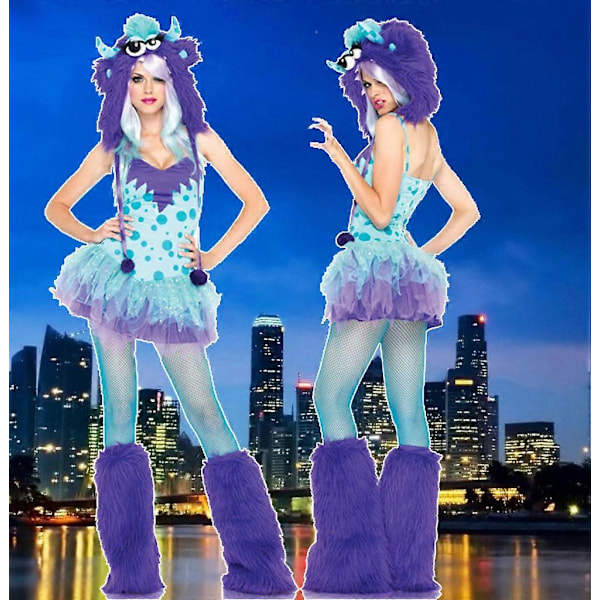 Sexig Jul Dam Kostym Cosplay Stor Svans Varg Cosplay Party Maid Frestelse Jultomte Tvådelad Kostym Purple Monster Costume