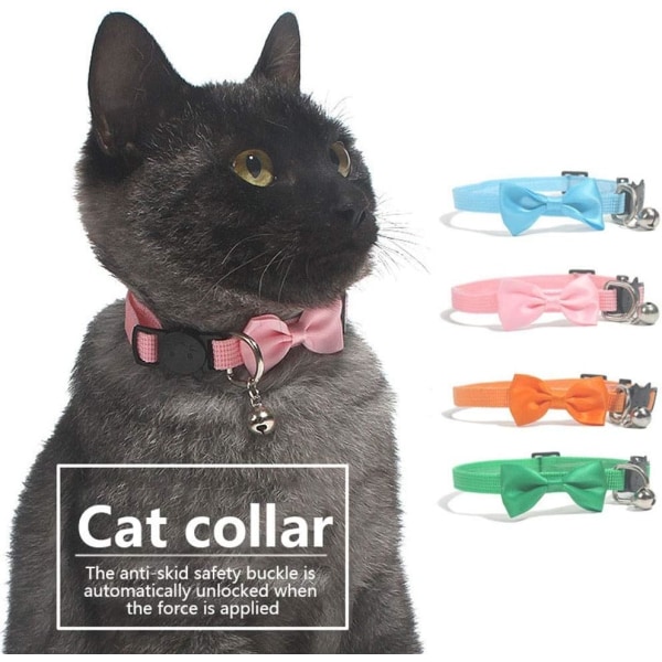 2st katthalsband, katthalsband mot kvävning Nylon kattungehalsband med klocka och säkerhetsspänne