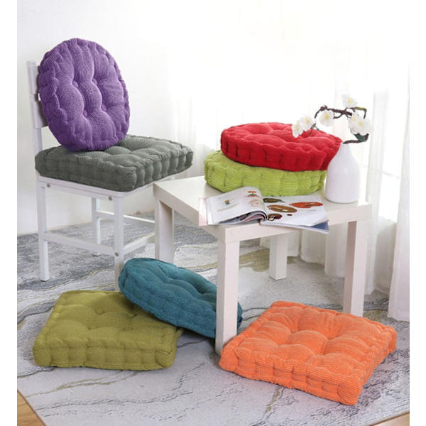 2 stk gulvputer, firkantet og rund meditasjonspute, fløyelspute, dekorativ stol pute (15,8×15,8 tommer ×40cm, gul, firkantet)