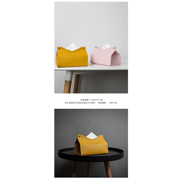 Servettlådeöverdrag, PU-läder servettlådehållare, Kleenex lådarrangör för badrum, kök och kontorsrumsdekor (rosa)