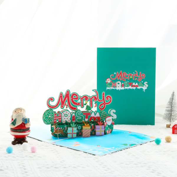 Julekort God Jul Pop Up-kort, håndlaget 3D-julekort med konvolutt, nyttårskort, feriekort, julekort til mamma, pappa, sønn, familie