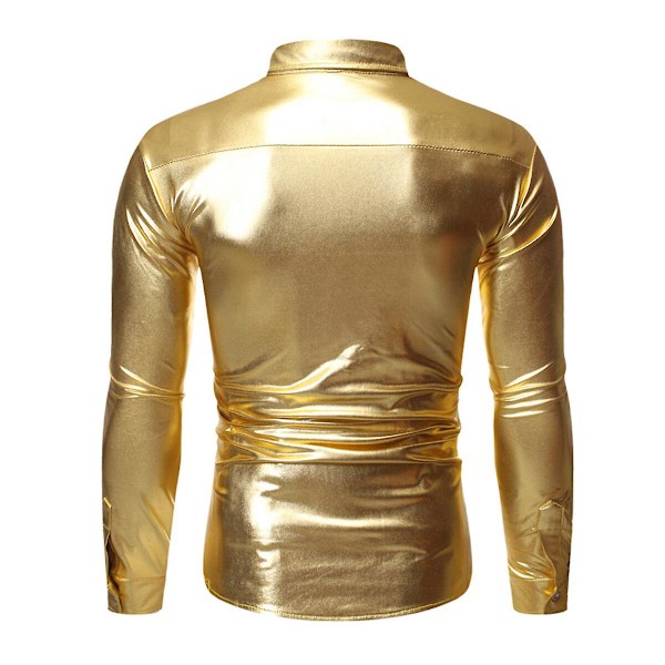 Sliktaa Miesten Paljetti Juhlapaita Pitkillä Hihoilla ja Reversillä Gold XL