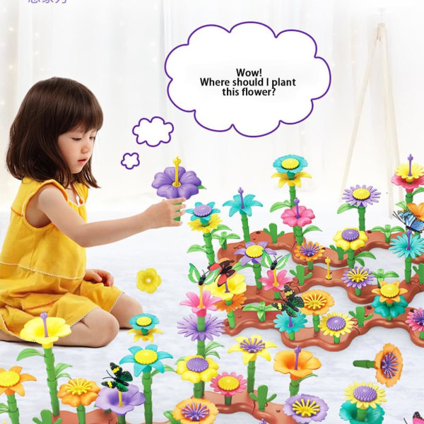 Upgrade Blocks Toys Flower Garden for Girls Toys STEM, Educational Toy Gardening Pretend Play Set Upgrade DIY Flower Stacking Toys 90PCS