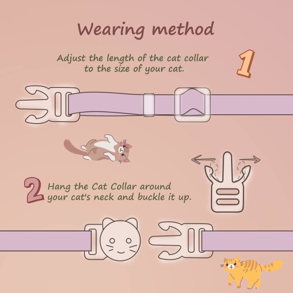 Kattehalsbånd i bomuld med 2 pakke med klokke, pink og lilla blomstervedhæng Sød kattehalsbånd killingehalsbånd, ideel til pigekatte drengekatte