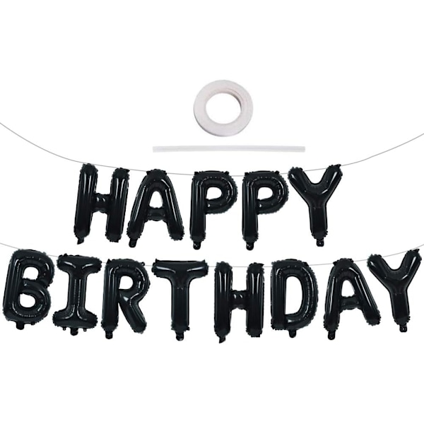 Musta Happy Birthday -ilmapallobanneri 16 tuuman mylar-folioilmakirjaimet syntymäpäiväkylttibanneri