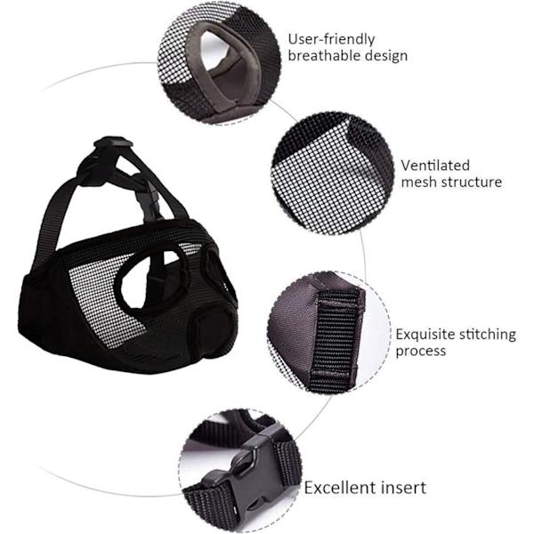 Kort nos hundmunstycke - Justerbart andningsbart mesh bulldogmunstycke för bitning tuggning slickning grooming hundmask, blå, L