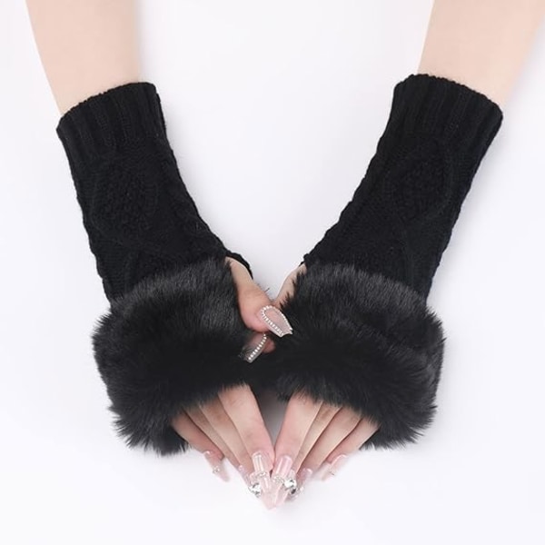 2 par votter for kvinner - Vinterhansker - Ermer for kvinner - Varme - Unisex - for å holde kvinner - Stretchy mansjetter,F