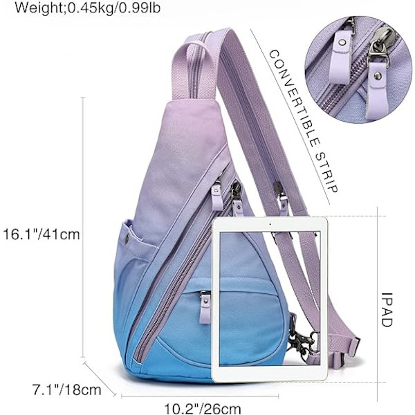 Canvas Sling Bag - Liten Crossbody Ryggsäck Axelväska Casual Dagryggsäck för Män Kvinnor