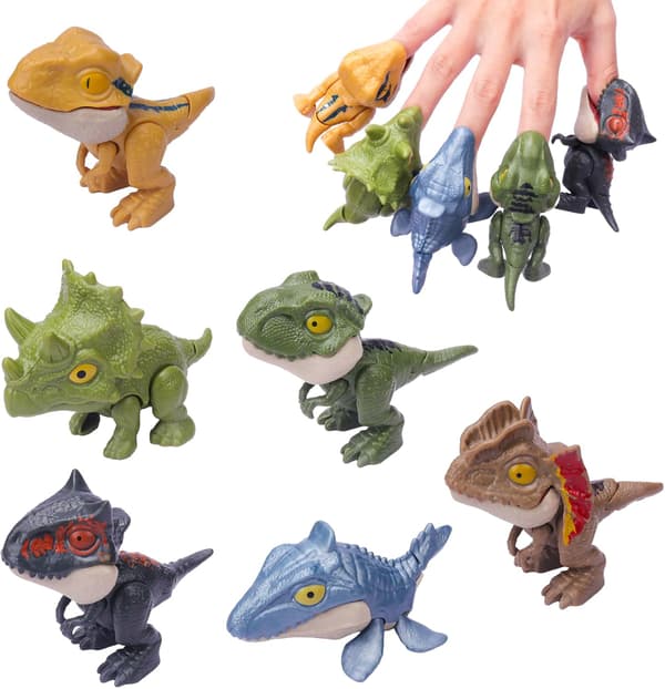 6 stk. bidende finger dinosaurlegetøj snap & squad samleobjekter til di