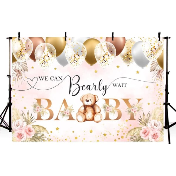 7x5ft Boho Bjørn Baby Shower Bakgrunn Dusj Dekorasjoner Brune Ballonger Blomster Bohemsk Tema Fotografi Bakgrunn Baby Shower Festartikler