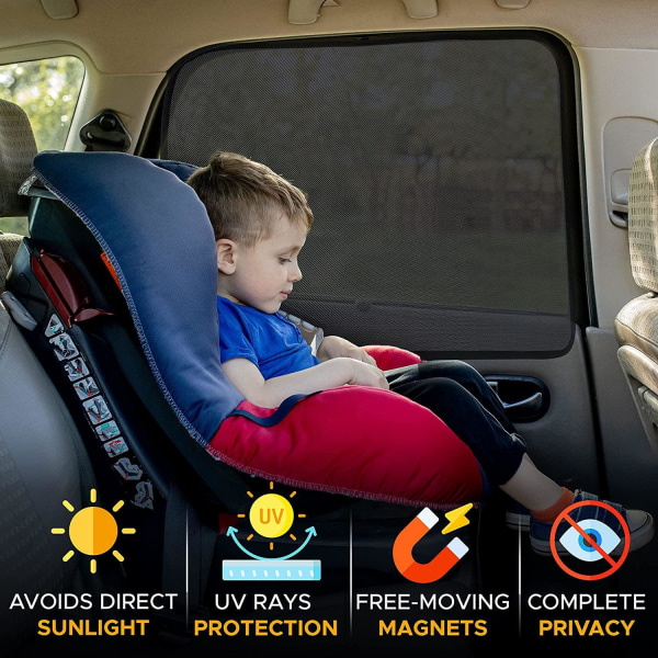2 stk magnetiske gardiner til bil, solskærm til bil, solskærm til babybil, universal til sidevinduer, UV-isoleret privatlivsbeskyttelse