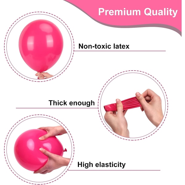 Varm rosa ballonger forskjellige størrelser 105 stk 5/10/12/18 tommer for Garland Arch, lateks festballonger for bryllupsbursdag babydusjjubileum