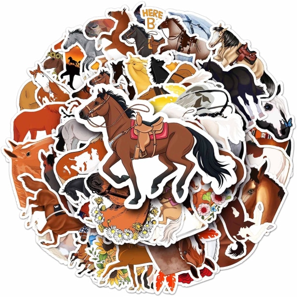 Horse Stickers for Water Bottle,Waterproof Vinyl 50pcs Stickers for Laptop Computer Phone Bumper Skateboard Luggage Stickers for Teenager Kids Girls