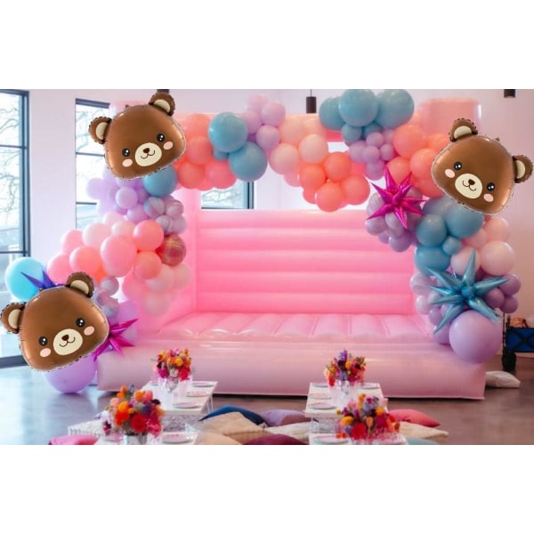 6 stk bjørnehovedballon - 24" Brown bear folieballoner til jungledyrsfarm Zoo Safari tema fødselsdags baby shower festdekoration